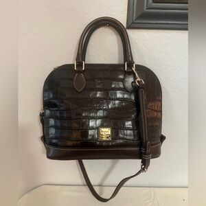 Dooney & Bourke Dark Brown Croc-Embossed Satchel